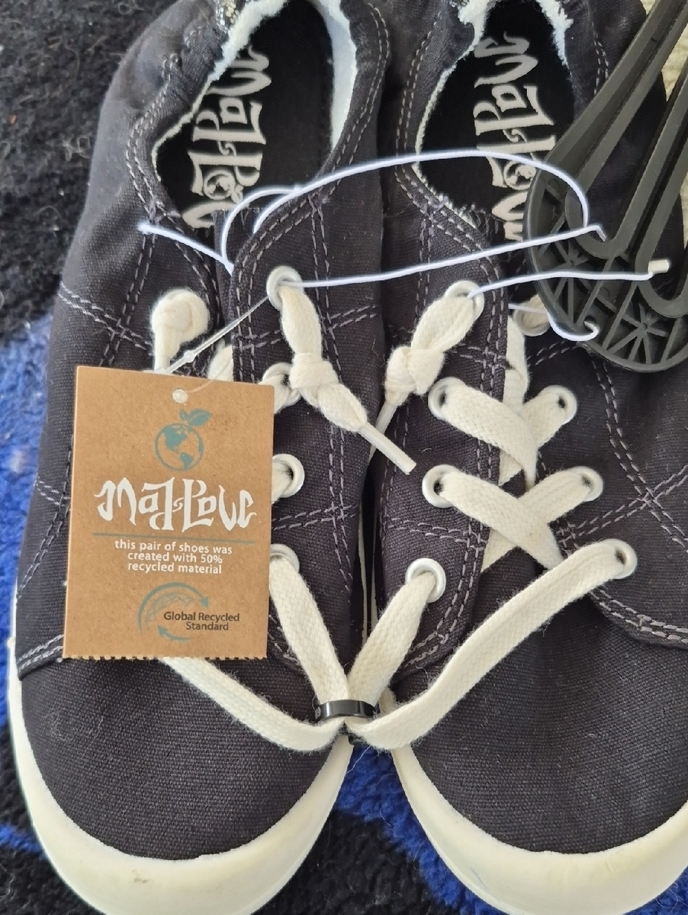 Natural World Kids' Black Canvas Sneakers with Cream Laces